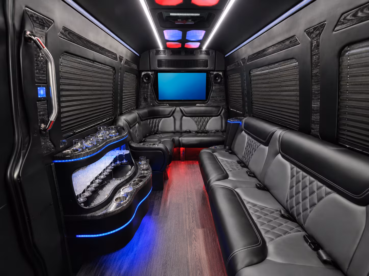 greenwich 28 passenger party bus interior