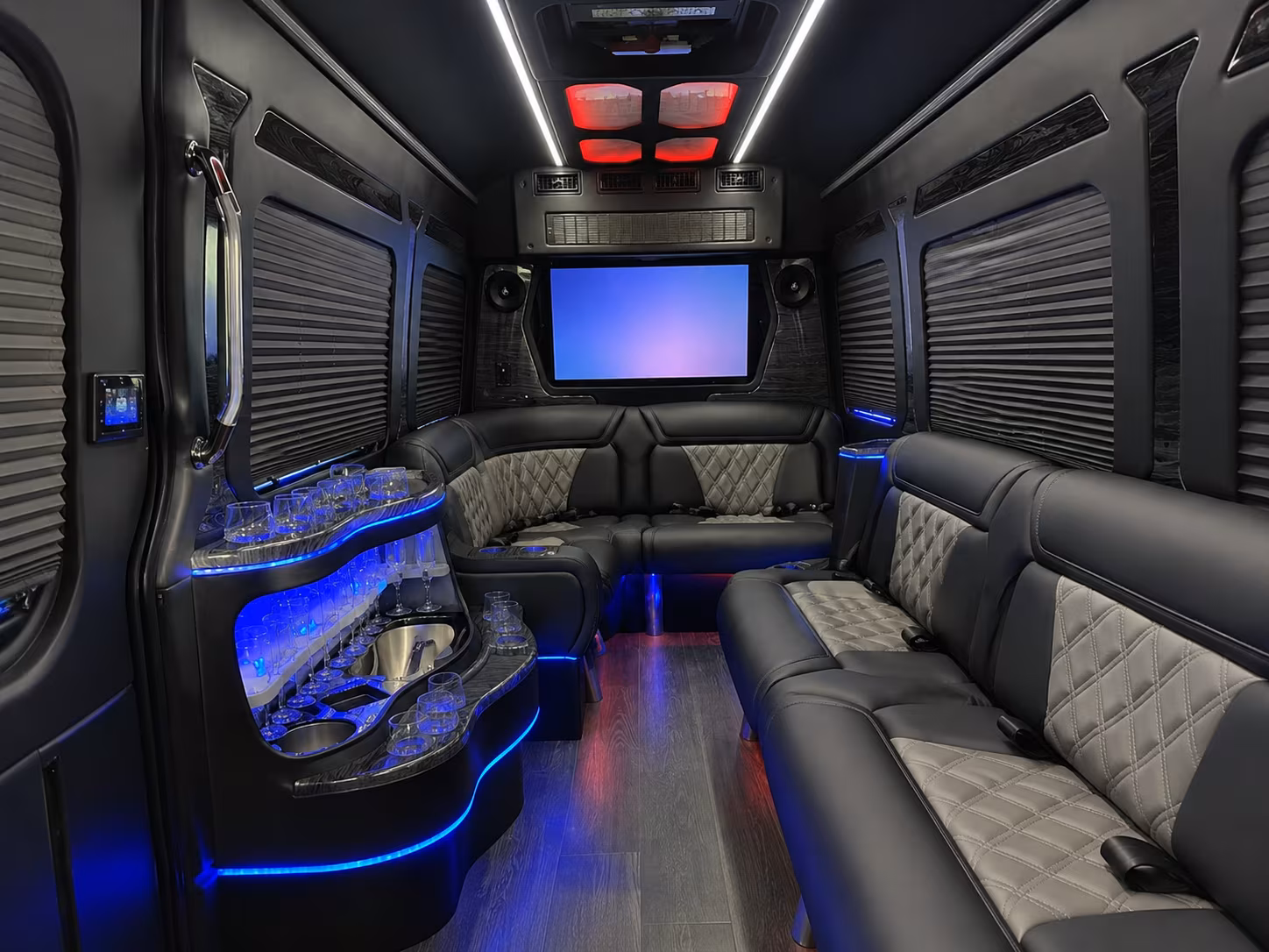 greenwich 50 passenger party bus inside