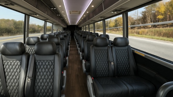 Interior of Charter Bus Company Greenwich's 25 Passenger Mini bus in Greenwich
