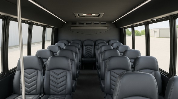 Interior of Charter Bus Company Greenwich's 30 Passenger Minibus in Greenwich