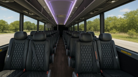 Interior of Charter Bus Company Greenwich's 35 Passenger Minibus in Greenwich
