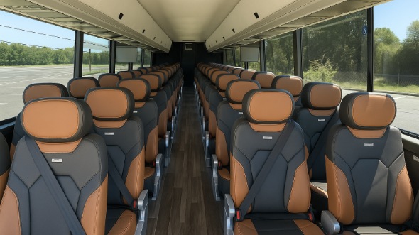 Interior of Charter Bus Company Greenwich's 55 Passenger Charter Bus in Greenwich