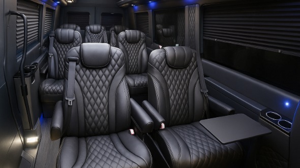 Interior of Charter Bus Company Greenwich's Sprinter Van Rental With Driver in Greenwich